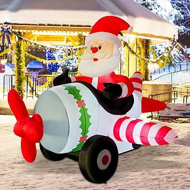 GOOSH 8.2FT Animated Santa Airplane Inflatable with Rotating Propeller and LED Lights