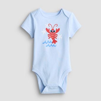Baby Jumping Beans® Short Sleeve Lapped Shoulder Lobster Graphic Bodysuit