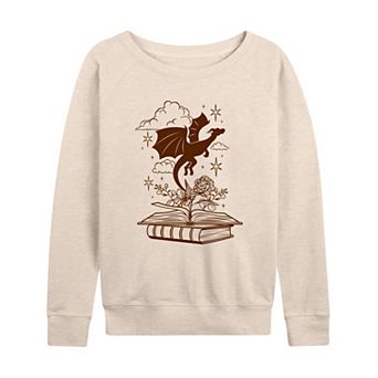 Women's Dragon & Book Fantasy French Terry Long Sleeve Tee