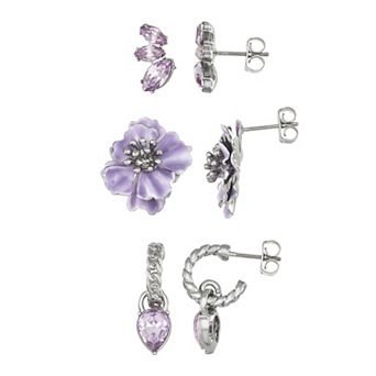 Simply Vera Vera Wang Silver-Tone Flower 3-Pair Earring Set
