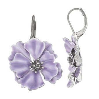 Simply Vera Vera Wang Jet Tone Purple Flower Drop Leverback Earrings
