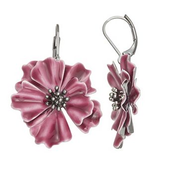 Simply Vera Vera Wang Jet Tone Purple Flower Drop Leverback Earrings