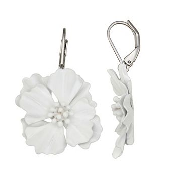 Simply Vera Vera Wang Jet Tone Purple Flower Drop Leverback Earrings