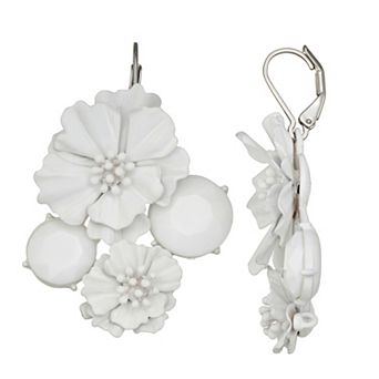 Simply Vera Vera Wang Silver-Tone Simulated Gemstone Floral Drop Earrings