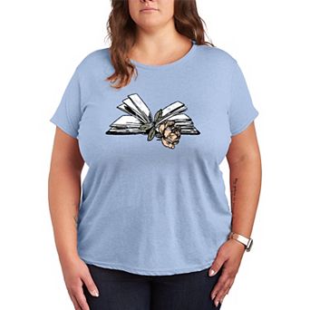 Plus Size Rose In Book Distressed Graphic Tee