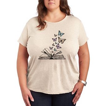 Plus Size Butterfly Book Graphic Tee