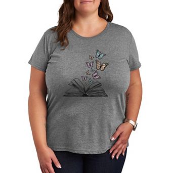 Plus Size Butterfly Book Graphic Tee