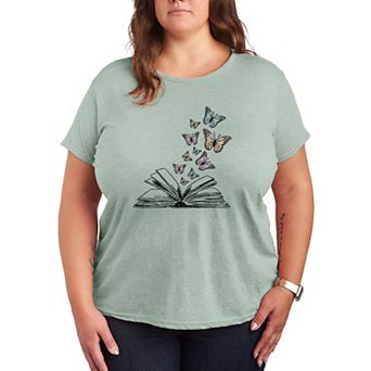 Plus Size Butterfly Book Graphic Tee