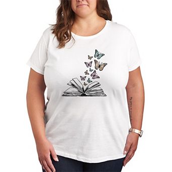 Plus Size Butterfly Book Graphic Tee