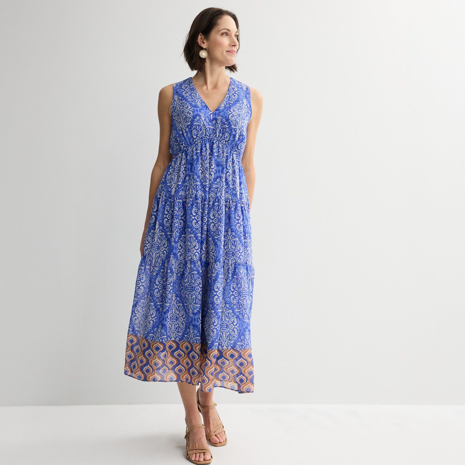 Женские платья Robbie Bee Sleeveless V-Neck Tiered Dress