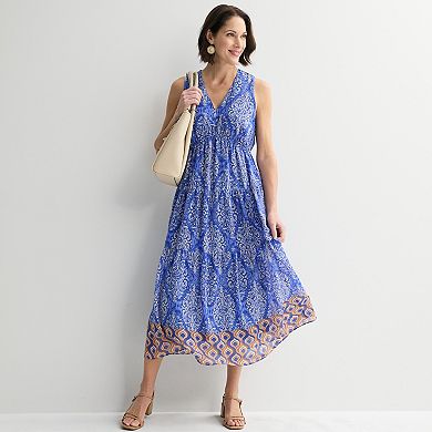 Women's Robbie Bee Sleeveless V-Neck Tiered Dress