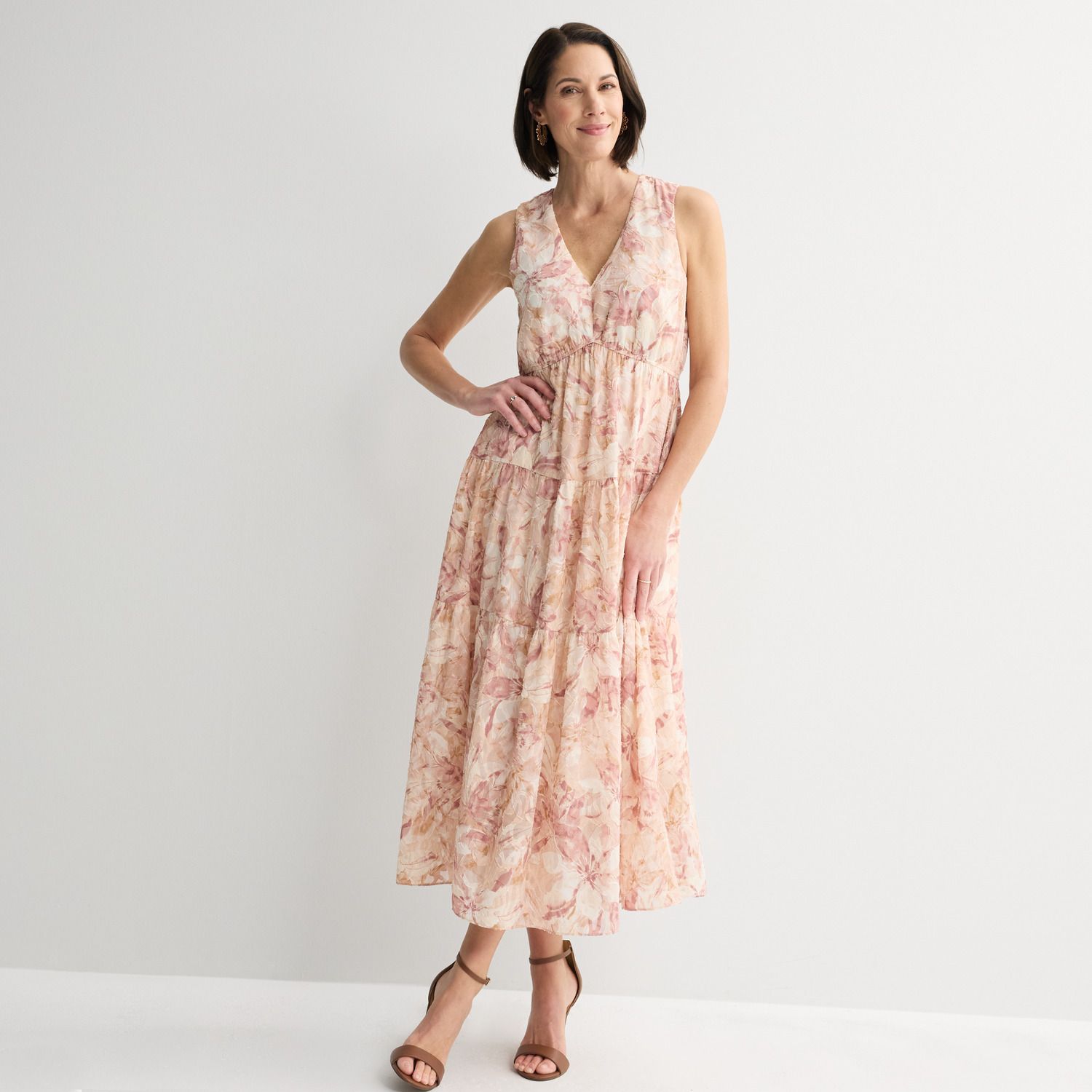 Женские платья Robbie Bee Sleeveless V-Neck Tiered Dress