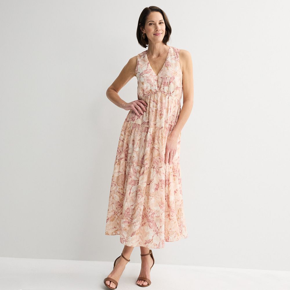 robbie bee dress Women's Sleeveless V-Neck Tiered Ruffled dress Size:36 x 30 gypsy_wedding White House Black Market 48 Inches