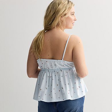 Juniors' Plus Size SO® Molded Cup Lace Trim Cami