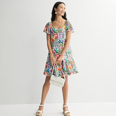 Petite Robbie Bee Off-Shoulder Tiered A-Line Dress