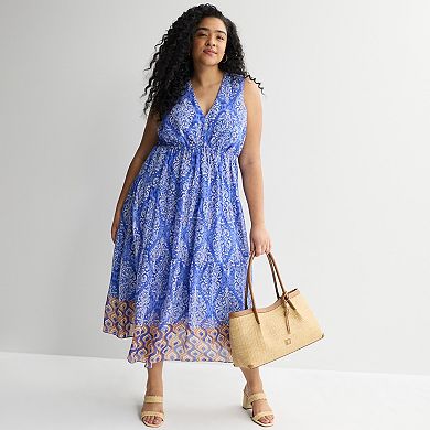 Plus Size Robbie Bee Sleeveless V-Neck Tiered Dress