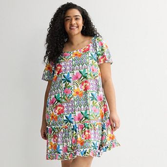 Plus Size Robbie Bee Off-Shoulder Tiered Dress