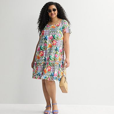 Plus Size Robbie Bee Off-Shoulder Tiered Dress