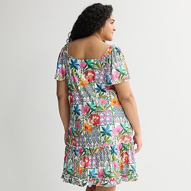 Plus Size Robbie Bee Off-Shoulder Tiered Dress