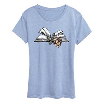 Women's Rose In Book Distressed Graphic Tee