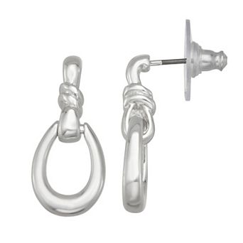 Napier Silver-Tone Bound Drop Earrings