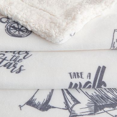 Velvet Plush Sherpa Lodge Printed Throw