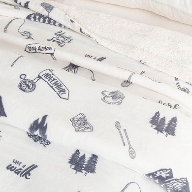 Velvet Plush Sherpa Lodge Printed Throw