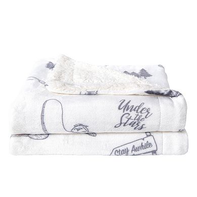Velvet Plush Sherpa Lodge Printed Throw