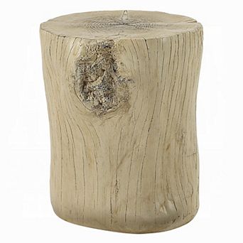 Rennie Accent Table, Light Natural Brown Cement, Log Shape, 14 Inch