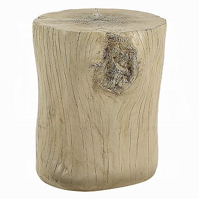 Rennie Accent Table, Light Natural Brown Cement, Log Shape, 14 Inch