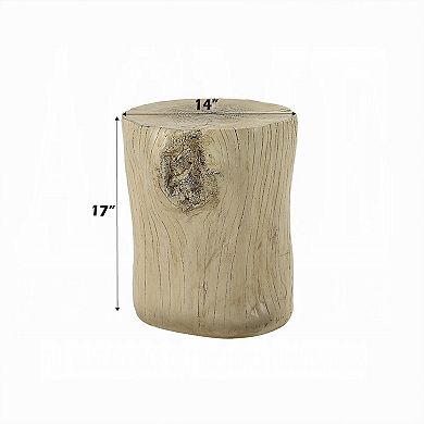Rennie Accent Table, Light Natural Brown Cement, Log Shape, 14 Inch