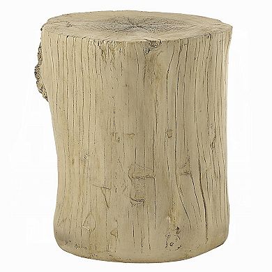 Rennie Accent Table, Light Natural Brown Cement, Log Shape, 14 Inch