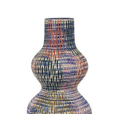 Decorative Accent Vase, 3 Rounded Accents, 22 Inch Multicolor Ceramic