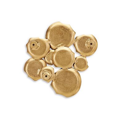 Wall Art Decor, Organic Round Shape Design, 20x20, Antique Gold Metal