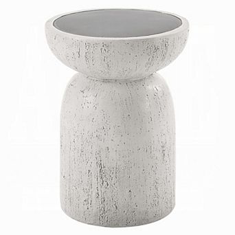 Elyana Accent Table, Sculpted Natural Gray Cement, Round 14 Inch Top