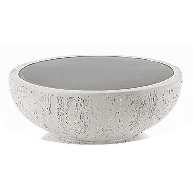 Elyana Accent Table, Sculpted Natural Gray Cement, Round 14 Inch Top