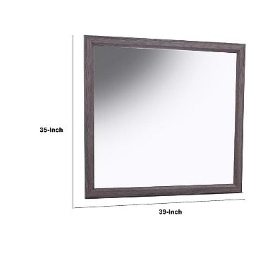 Dresser Mirror, Foil Gray Solid Wood, 35x39 Broad Frame Design