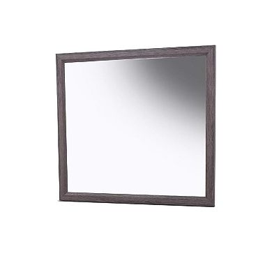 Dresser Mirror, Foil Gray Solid Wood, 35x39 Broad Frame Design