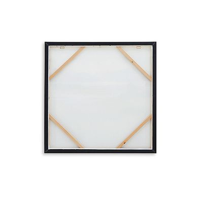 Framed Wall Art, 40x40 Painted Canvas, Lakeside Mountain Landscape