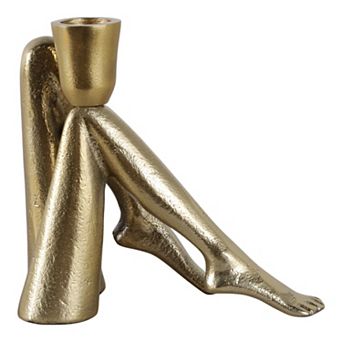 Metal Aluminum Pillar Holder with Sculptural Leg-Shaped Design