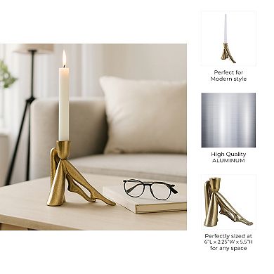 Metal Aluminum Pillar Holder with Sculptural Leg-Shaped Design