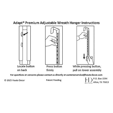 Adapt® Premium Adjustable Length Metal Wreath Hanger - Sturdy, Holds up to 30 lbs!