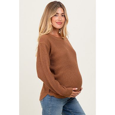 Maternity Waffle Knit Rounded Hem Sweater