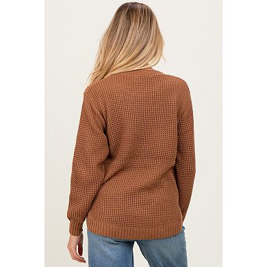 Maternity Waffle Knit Rounded Hem Sweater