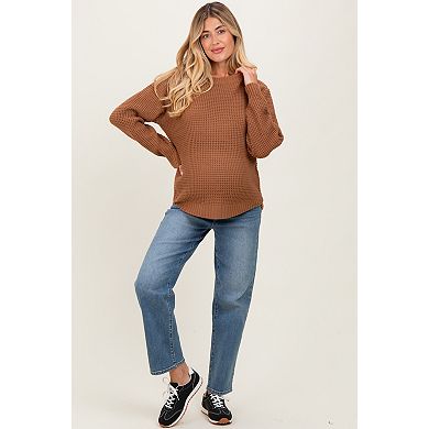 Maternity Waffle Knit Rounded Hem Sweater