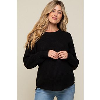 Maternity Waffle Knit Round Hem Sweater