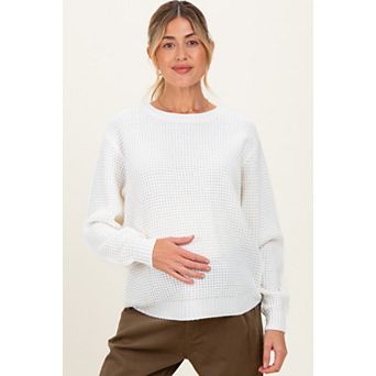 Maternity Waffle Knit Round Hem Sweater