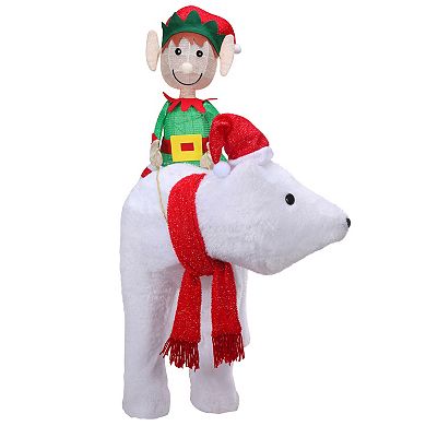 Elf Riding Polar Bear Outdoor Lighted Christmas Yard Decor with Energy-Efficient LED Lights