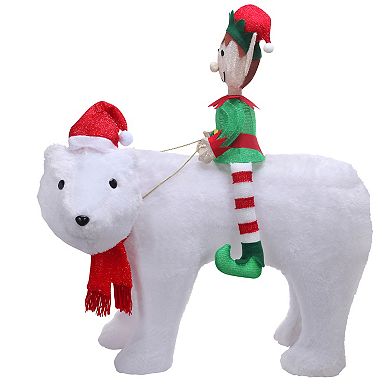 Elf Riding Polar Bear Outdoor Lighted Christmas Yard Decor with Energy-Efficient LED Lights