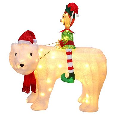 Elf Riding Polar Bear Outdoor Lighted Christmas Yard Decor with Energy-Efficient LED Lights